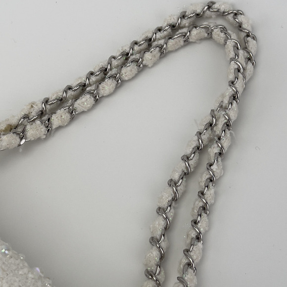 Chanel rain drop white tweed sequin double flap - Picture 8 of 12